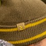 OMC Bobble Green / Mustard Fishing Beanie Close Up 2
