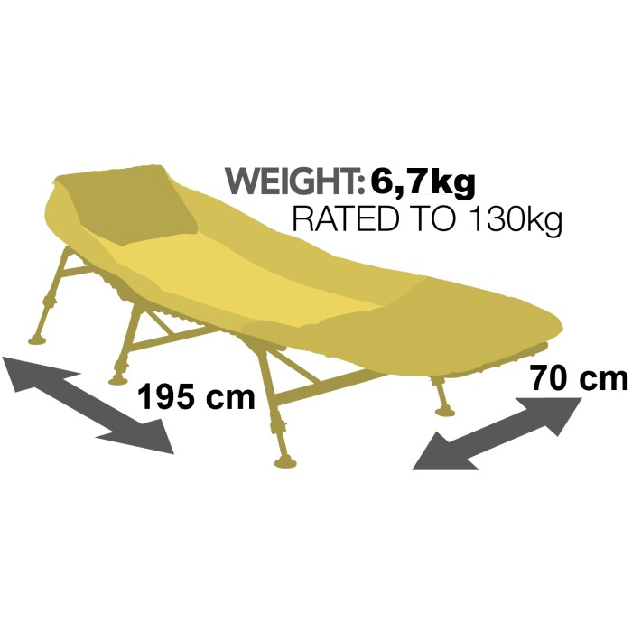 JRC Stealth X-Lite Bedchair Dimensions