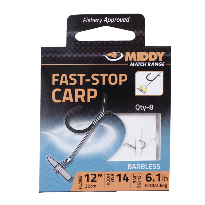Middy Fast-Stop Carp Long Hook To Nylon