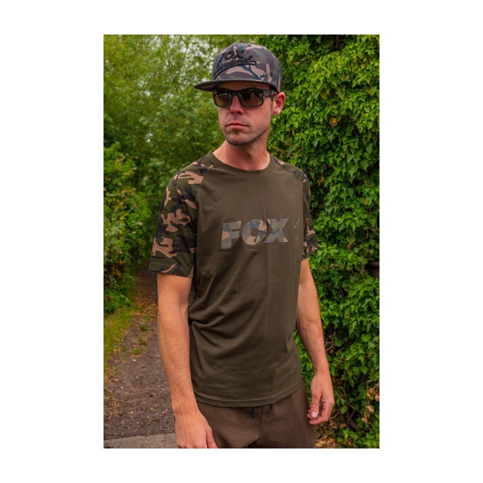Fox Camo/Khaki Print Fishing T-Shirt In Use 1