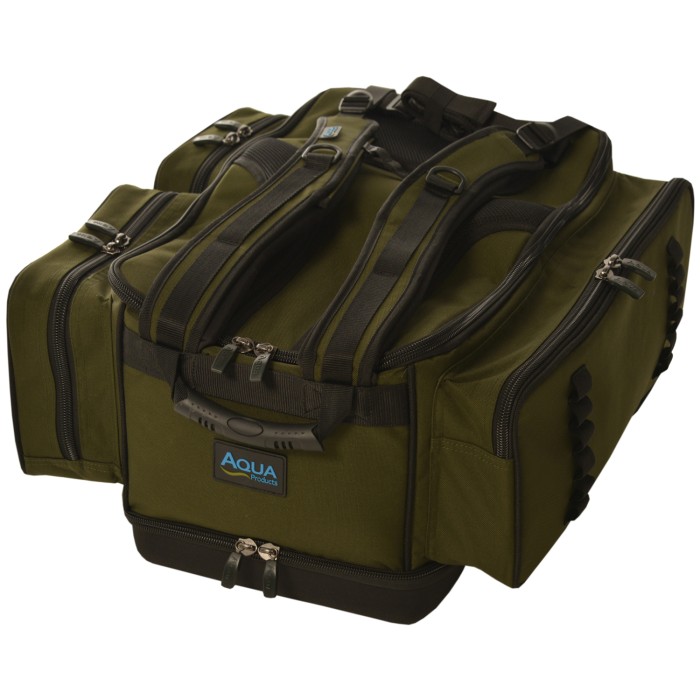 Aqua Black Series Deluxe Roving Fishing Rucksack Laid Down
