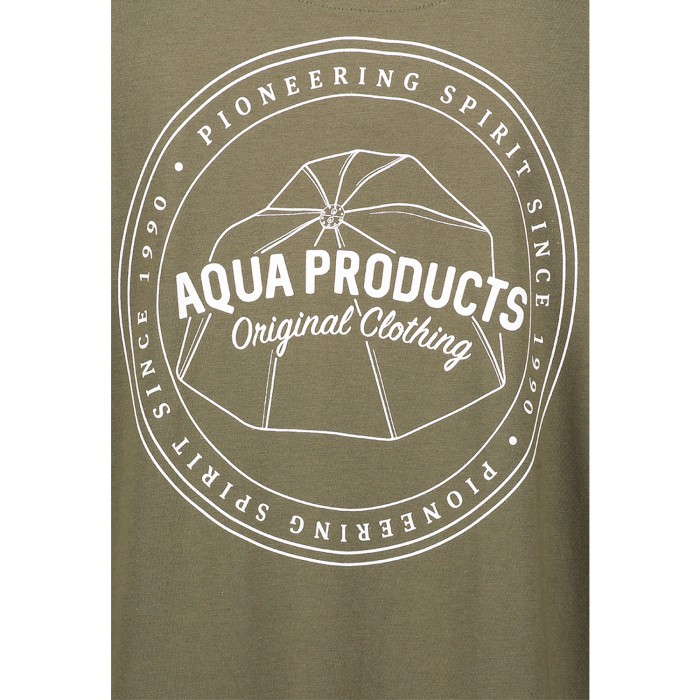 Aqua Products Big Logo Khaki T-Shirt Close Up 1