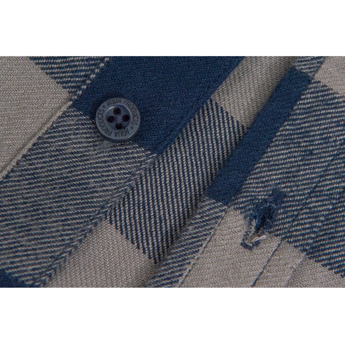 Aqua Products LS Blue Check Flannel Shirt Close Up 3