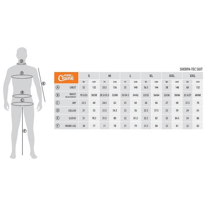 Fox Chunk Sherpa Tec Salopettes Size Guide