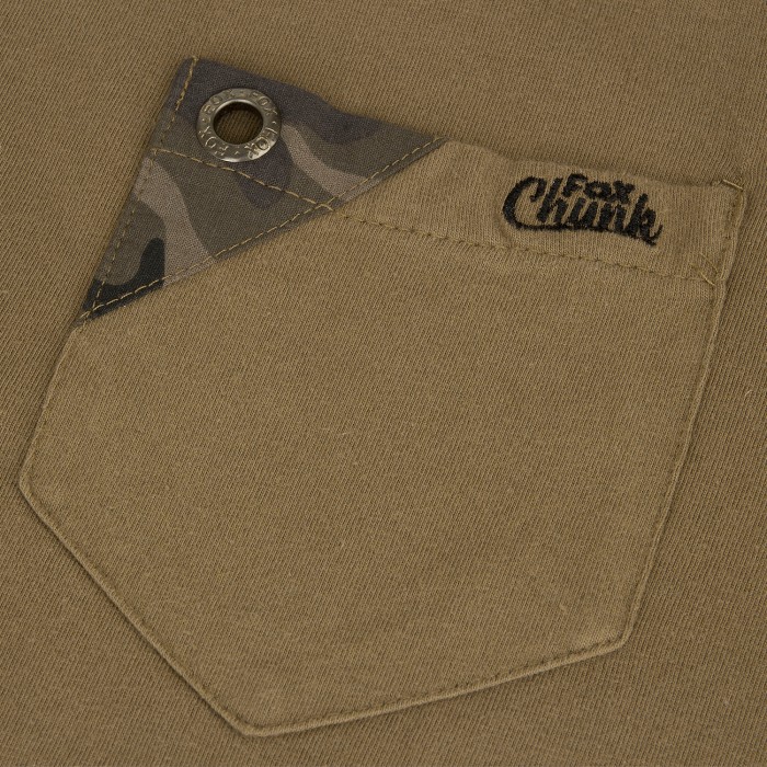 Fox Chunk Stonewash Khaki Polo Shirt Chest Pocket