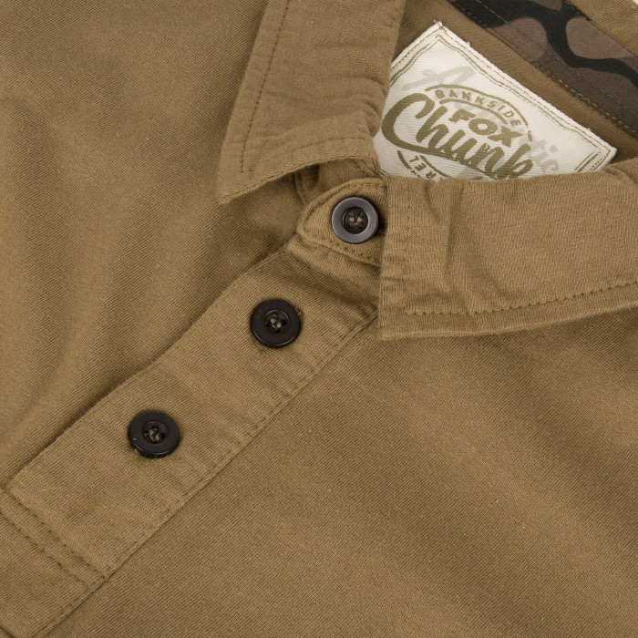 Fox Chunk Stonewash Khaki Polo Shirt Buttons