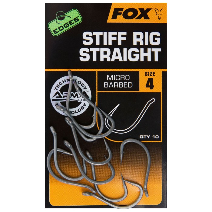 Fox Edges Stiff Rig Straight Fishing Hook Size 4 Micro Barbed