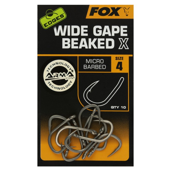 Fox Edges Wide Gape Beaked X Micro Barbed Hooks Size 4