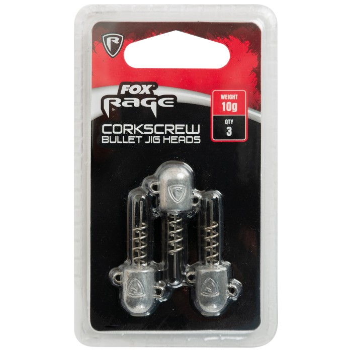 Fox Rage Corkscrew Bullet Jig Heads x3 Packet