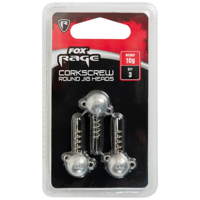 Fox Rage Corkscrew Round Jig Heads x3 Packet