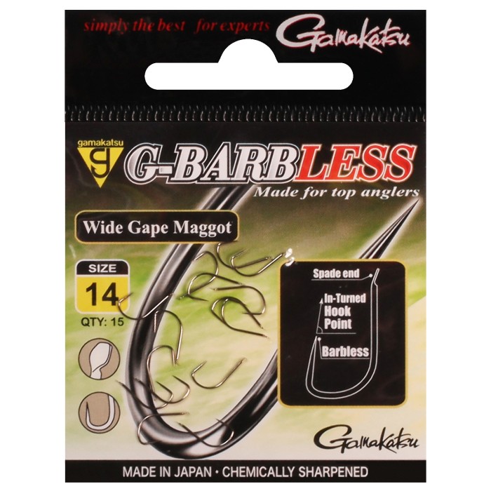 Gamakatsu G-Barbless Wide Gape Maggot Hook