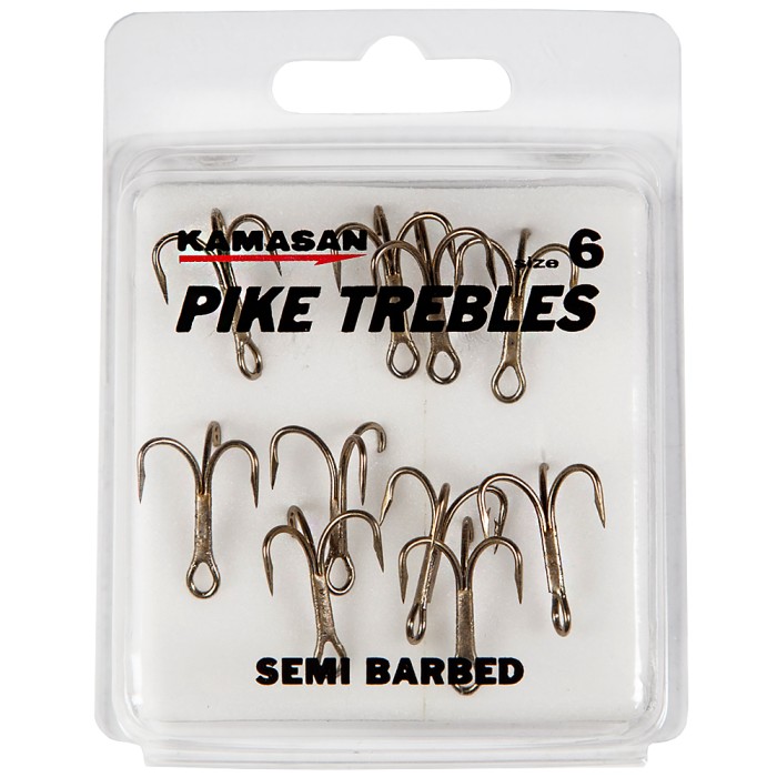 Kamasan Pike Trebles Semi Barbed Hooks Size 6