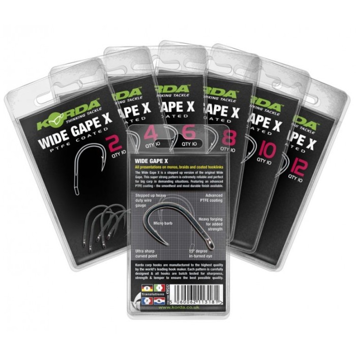 Korda Wide Gape X Fishing Hook Sizes