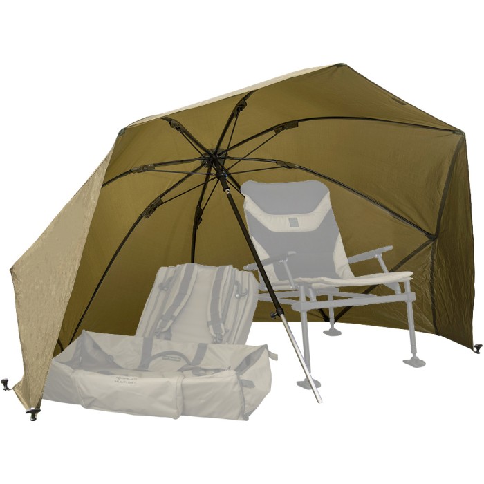 Korum 50inch Graphite Brolly Fishing Shelter In Use 1