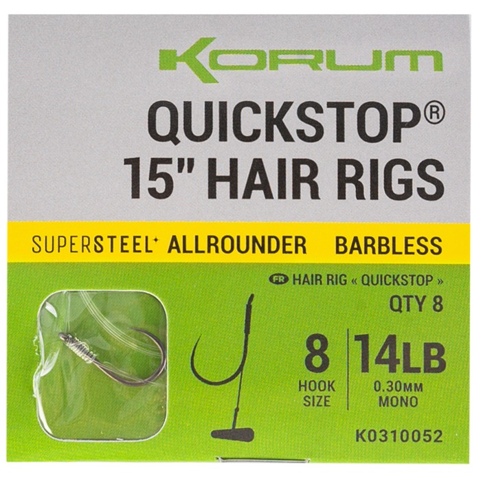 Korum Big Fish 15" Quickstop Hair Rigs Barbless