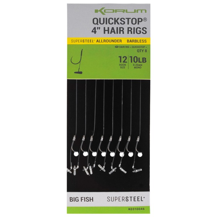 Korum Big Fish 4" Quickstop Hair Rigs Barbless