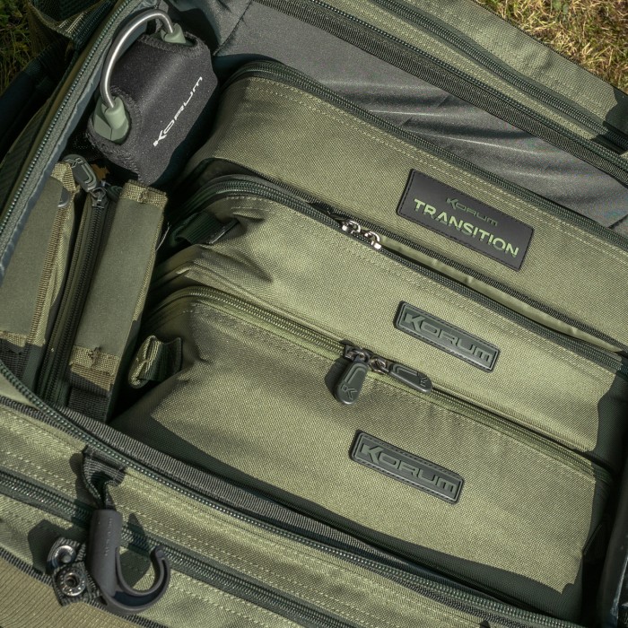 Korum Transition Fishing Ruckbag In Use Sections