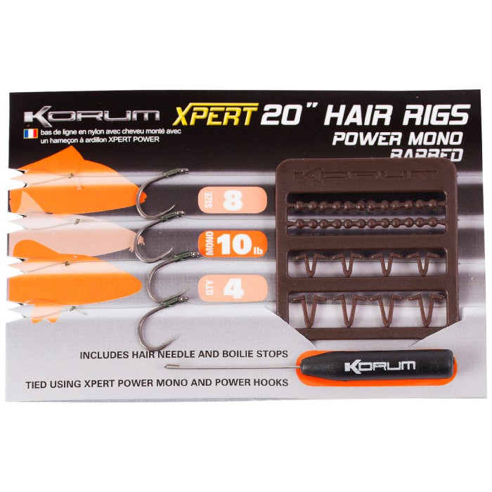 Korum Xpert Power Mono Hair Rigs Barbed
