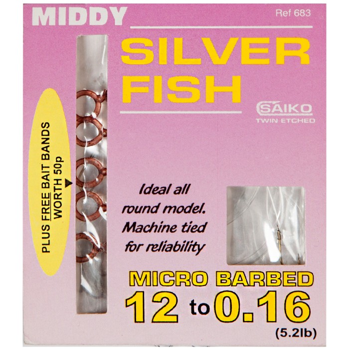 Middy 73-13 All-Round Micro Barbed Hooks To Nylon 12