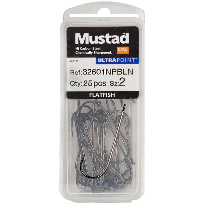 Mustad 32601BLN Flatfish Hooks Size 2