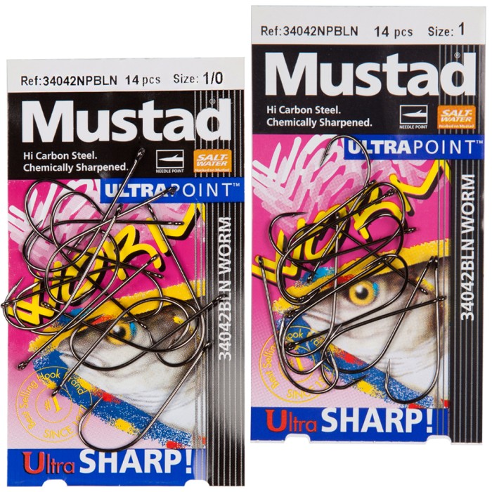 Mustad 34042BLN Power Worm Hooks
