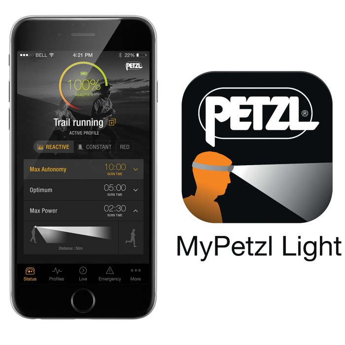 Petzl Reactik+ 300 Lumens Black Head Torch Mobile App