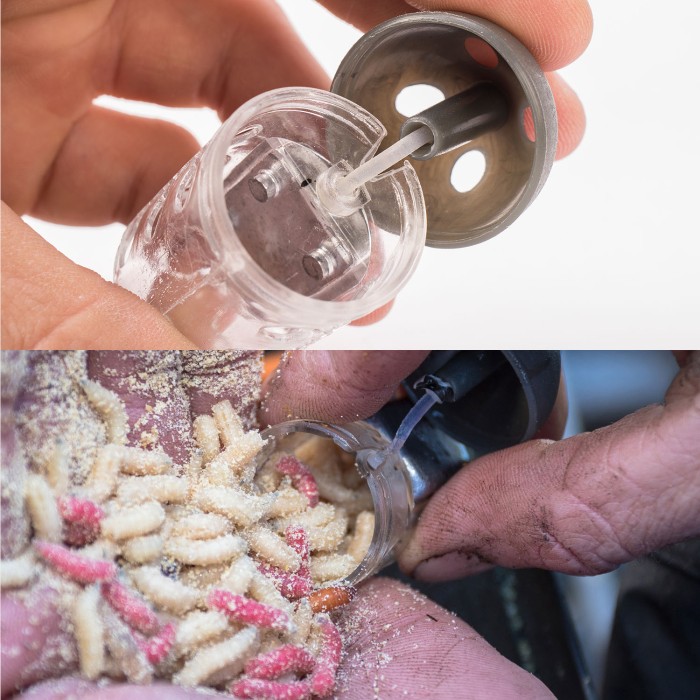 Preston Clik Cap Fishing Feeders In Use