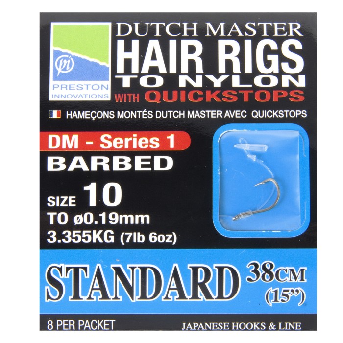 Preston Dutch Master Barbed Hair Rig with Quickstops Standard