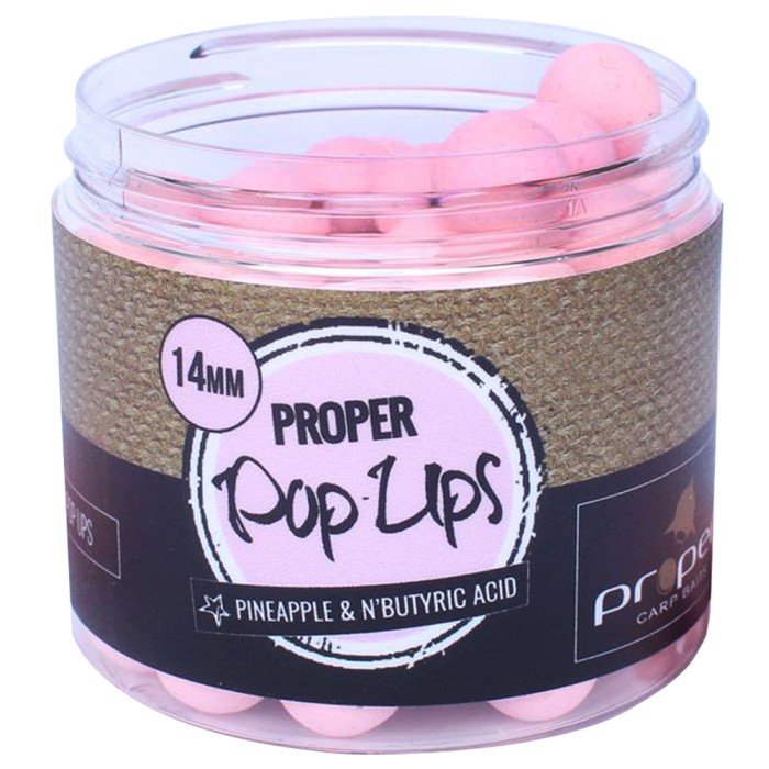 Proper Carp Baits Pineapple & N-Butyric Acid Pop Ups Pale Pink 14mm