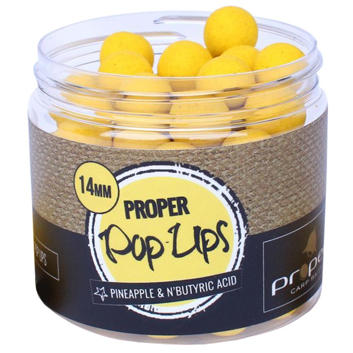 Proper Carp Baits Pineapple & N-Butyric Acid Pop Ups Yellow 14mm