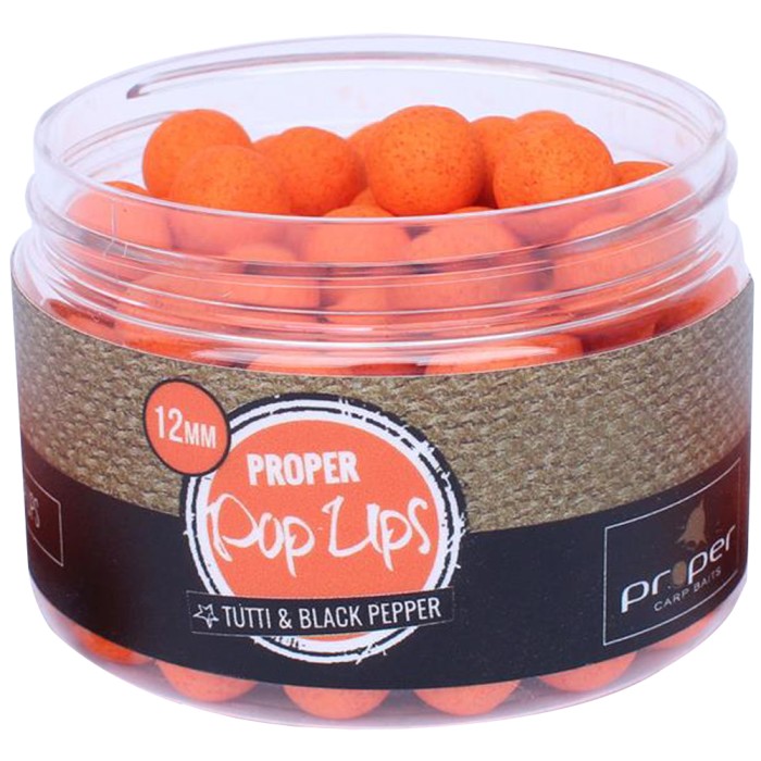 Proper Carp Baits Tutti N' Black Pepper Pop Ups Orange 12mm