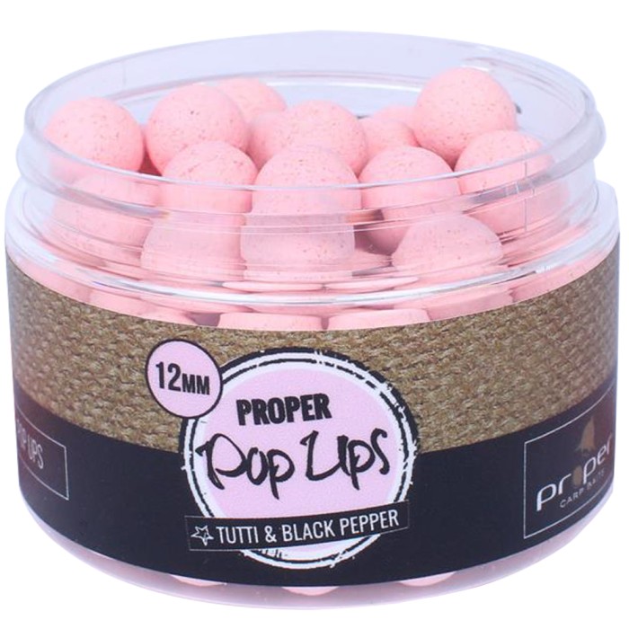 Proper Carp Baits Tutti N' Black Pepper Pop Ups Pale Pink 12mm