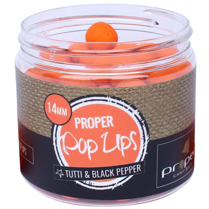 Proper Carp Baits Tutti N' Black Pepper Pop Ups Orange 14mm