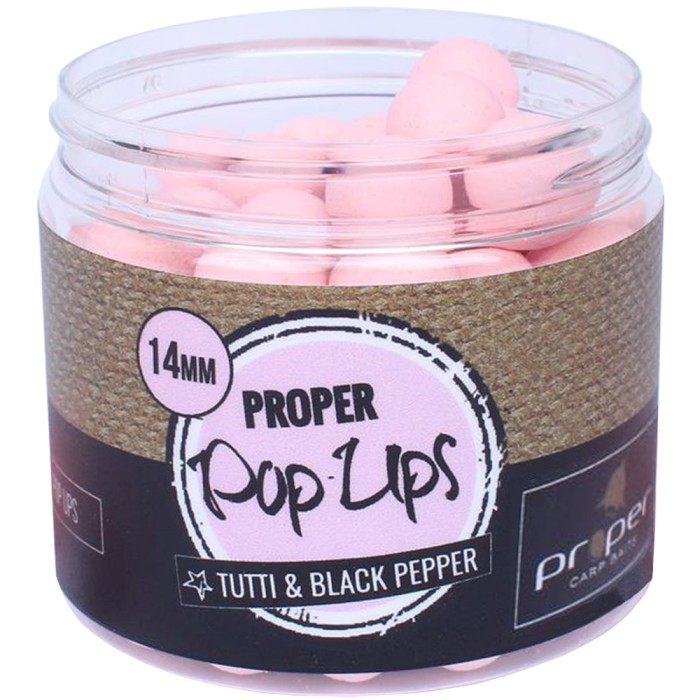 Proper Carp Baits Tutti N' Black Pepper Pop Ups Pale Pink 14mm
