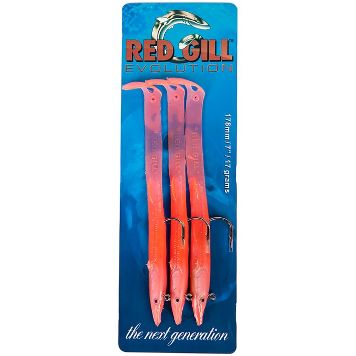 Red Gill Evolution Sand Eel Lures Bright Red