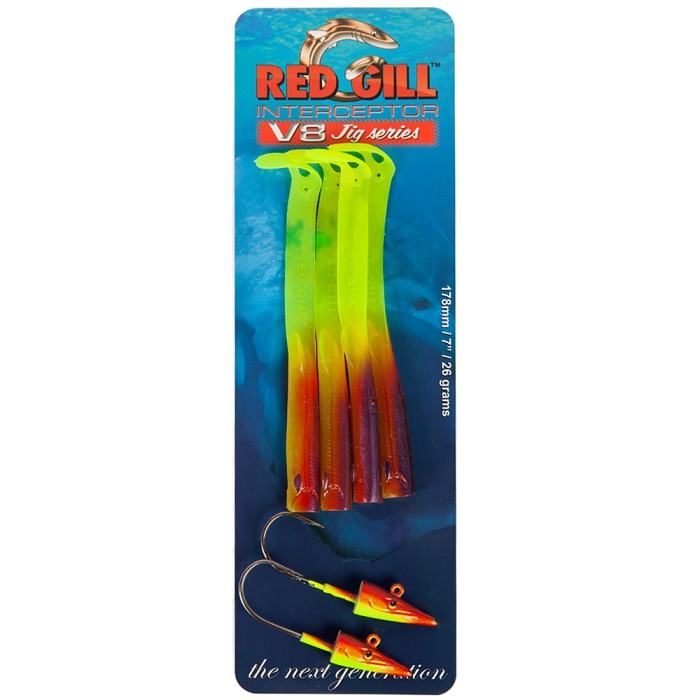Red Gill Interceptor V8 Jig Series Lures Sunset Lumi
