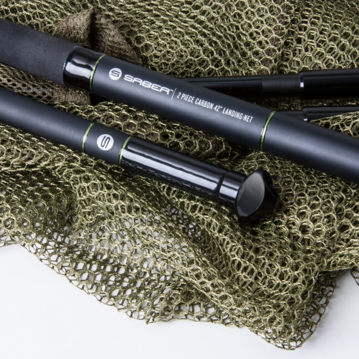 Saber Carbon 42" Landing Net & Staff Close Up