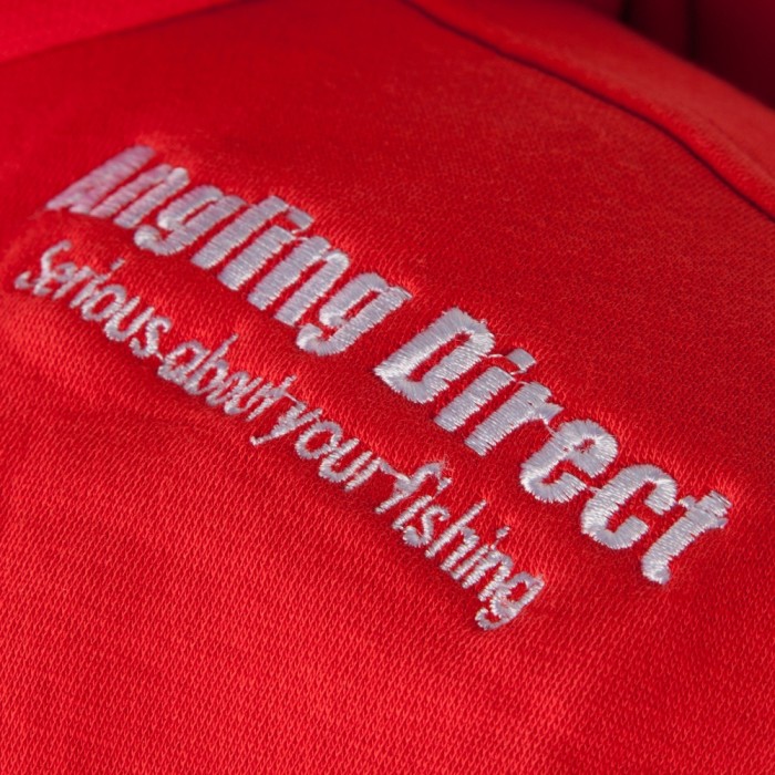 AD Emblem Red Fishing Hoodie 2019 Close Up