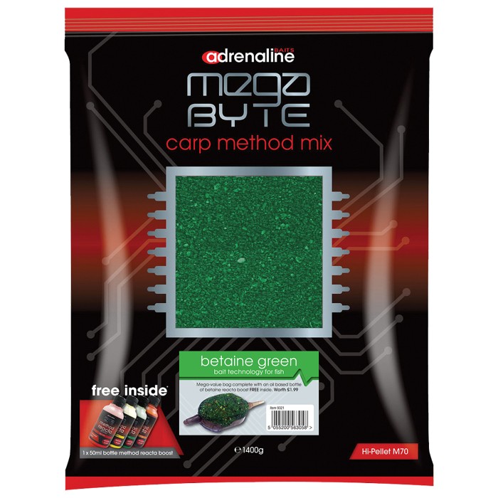 Adrenaline MegaByte Carp Method Mix Groundbait 1.4kg Betaine Green