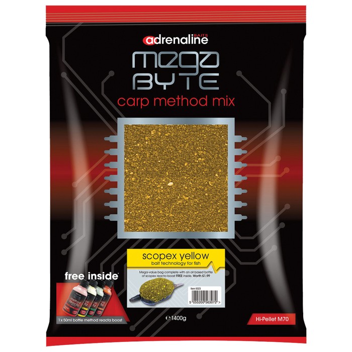 Adrenaline MegaByte Carp Method Mix Groundbait 1.4kg Scopex Yellow