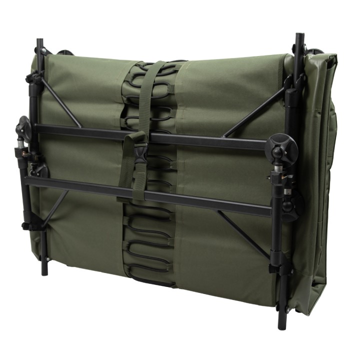 Advanta XL 8 Leg Green Session Bedchair Folded 1