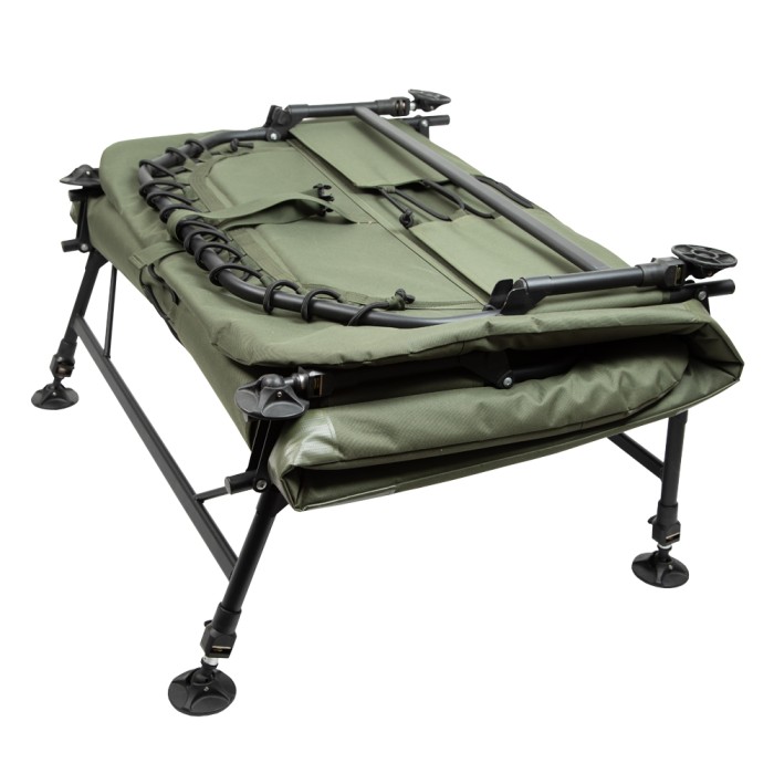 Advanta XL 8 Leg Green Session Bedchair Folded 3