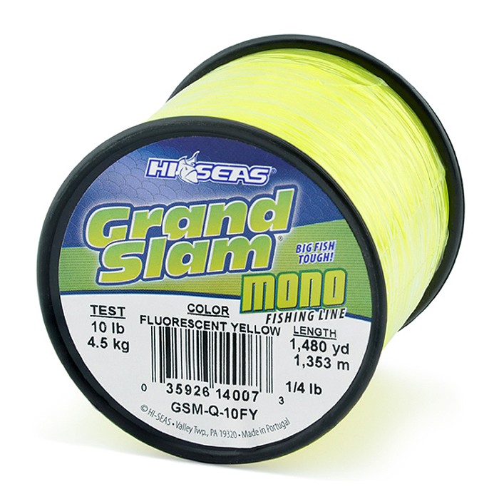 AFW Grand Slam Fluorescent Yellow Monofilament Line 1/4lb Spool