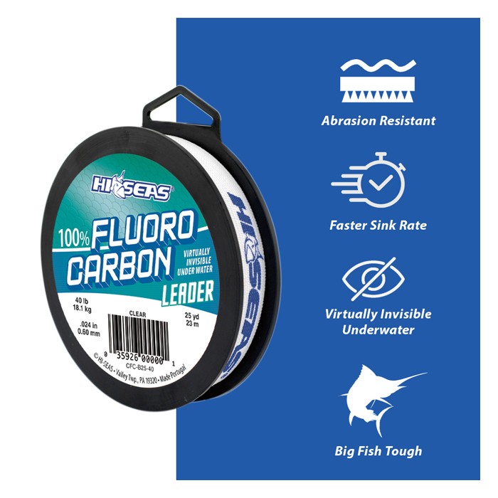AFW HiSeas Clear 100% Fluorocarbon Leader 25yd 2