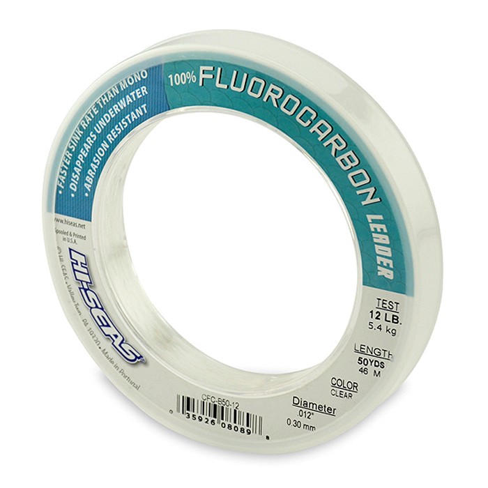 AFW HiSeas Clear 100% Fluorocarbon Leader 50yd
