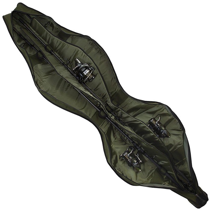 Aqua Black Series Compact Tristar 12ft 3 Rod Fishing Holdall Open