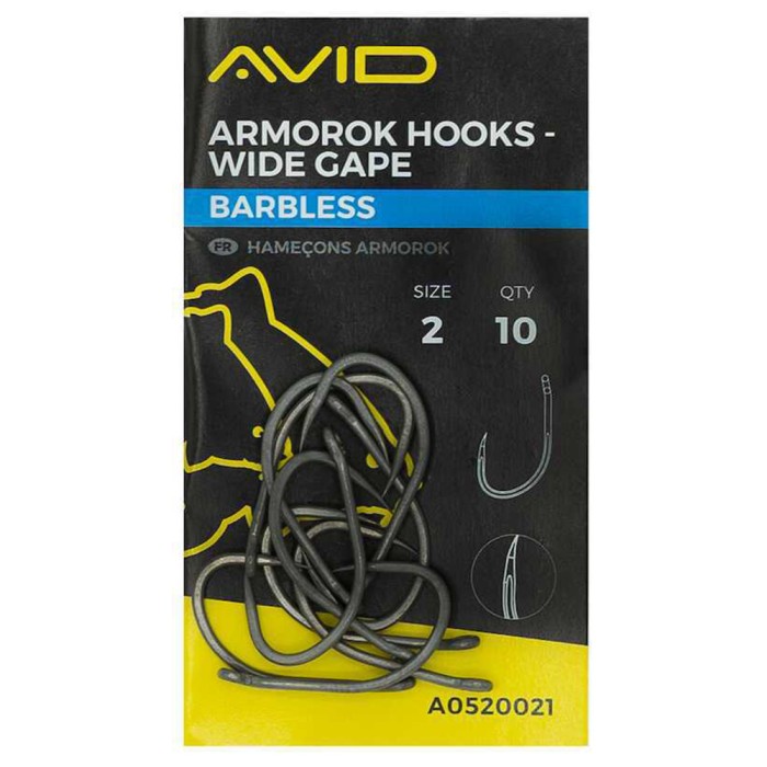 Avid Carp Armorok Wide Gape Hooks - Barbless 2