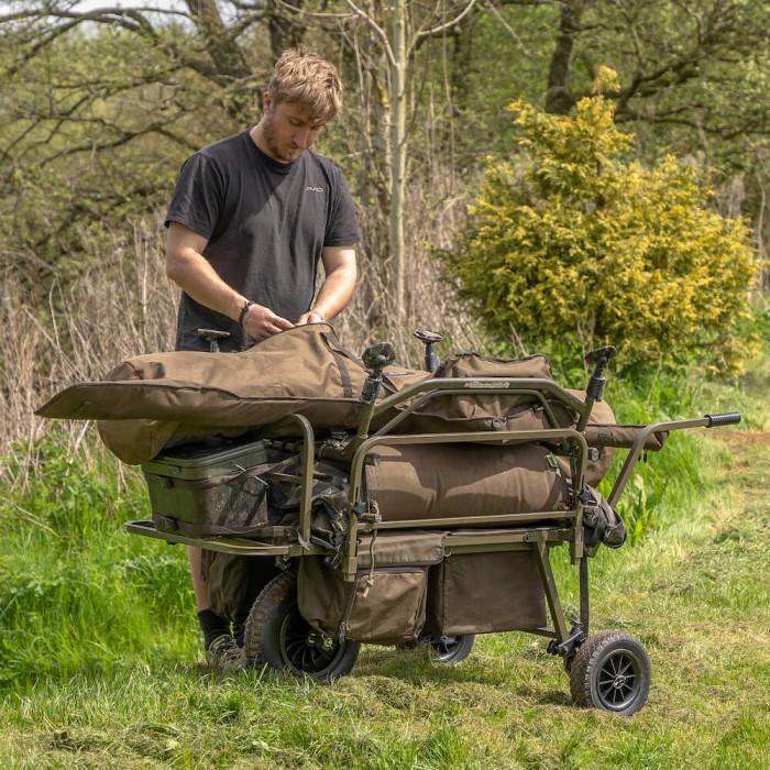 Avid Carp Transit Extreme 3 Wheel Fishing Barrow In Use