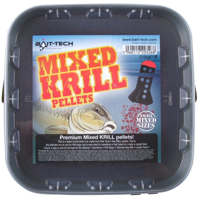 Bait-Tech Mixed Krill Pellets In Camo Bucket Top