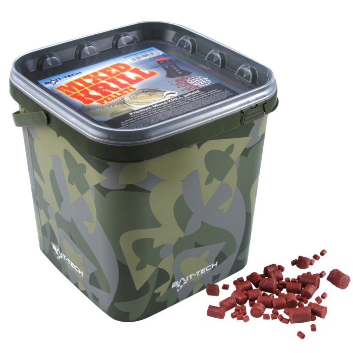 Bait-Tech Mixed Krill Pellets In Camo Bucket 